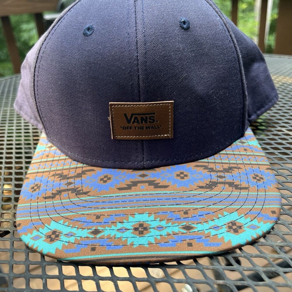VANS Off The Wall Skate Skateboarding Hat Snapback Cap Adjustable Blue Aztec